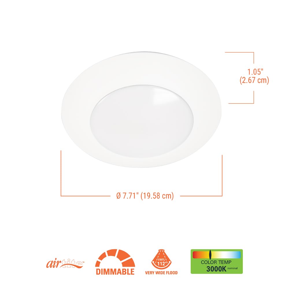 Halo Hlce 6 Inch Integrated Led Recessed Disk Light, 3000K, 900 Lumens, 90 Cri, Title 20 California Compliant, 6-Pack