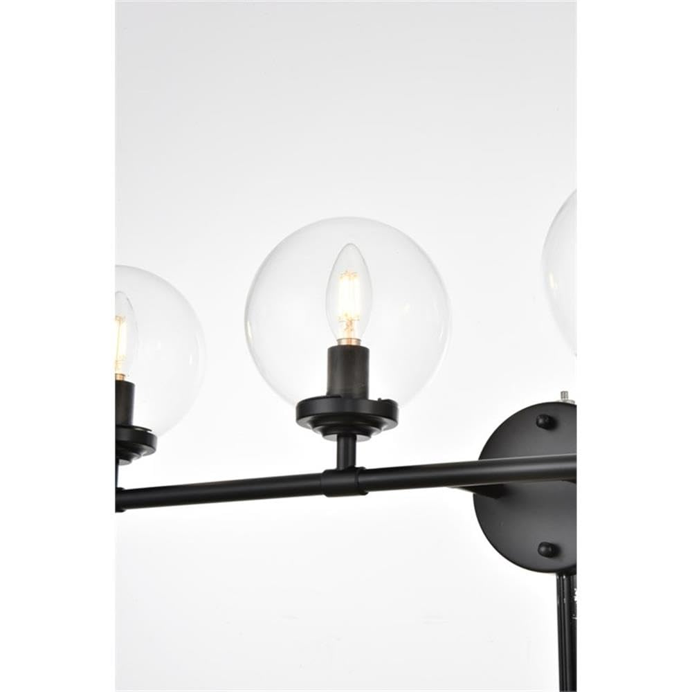 Living District Ingrid 4-Light Iron & Glass Bath Sconce in Black and Clear
