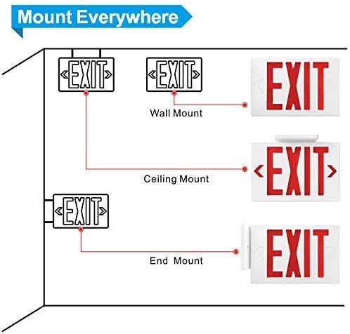Exitlux 2 Pack Ul Listed -Red Led Exit Sign With Emergency Lights&Battery Backup Operated Powered Exit Lights Exit -Double Face-