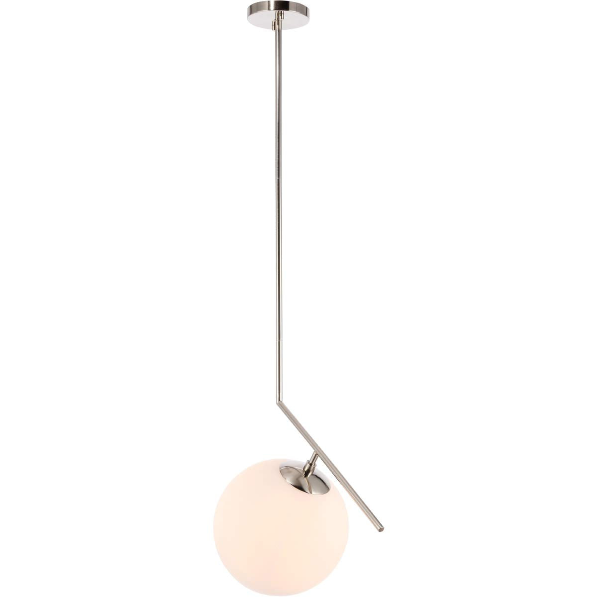 Living District Chrome Ceiling Pendant Light With Frosted White Glass Shade