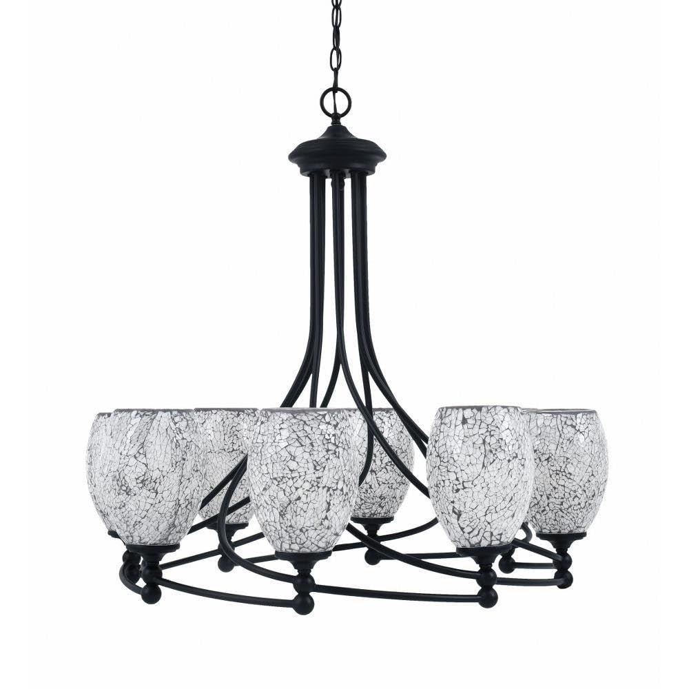 Toltec Lighting 908-Mb-4165 Capri - 8 Light Uplight Chandelier-30.5 Inches Tall And 31.5 Inches Wide, Finish Color: Matte Black, Glass Color: Black Fusion