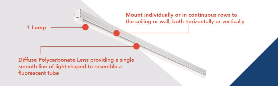 Lithonia Lighting 2Ft Light Fixture, Led Strip Light, 120V, 4000K Cool White Light, 2-Foot, 1-Light, White (Mnsl L23 1Ll 120V 40