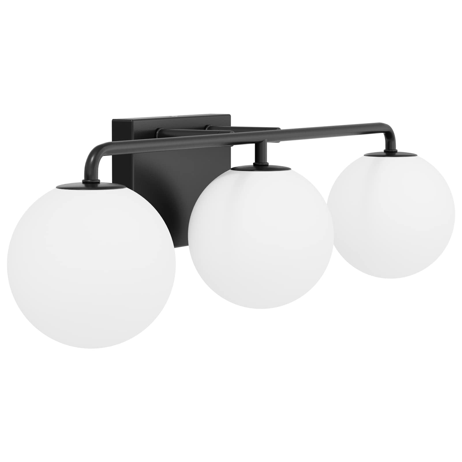 Tipace Mid Century Modern Bathroom Vanity Light, 3-Light Black Milk White Glass, 24.4 IN, Industrial Style, Model 1129