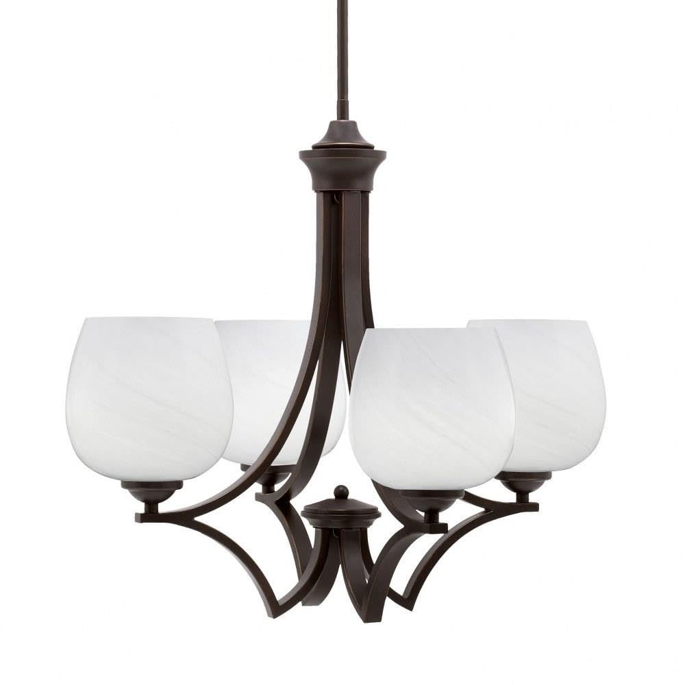 Toltec Lighting 564-DG-4811 Zilo - 4 Light Uplight Chandelier-19.75 Inches Tall and 21 Inches Wide, Finish Color: Dark Granite, Glass Color: White Marble
