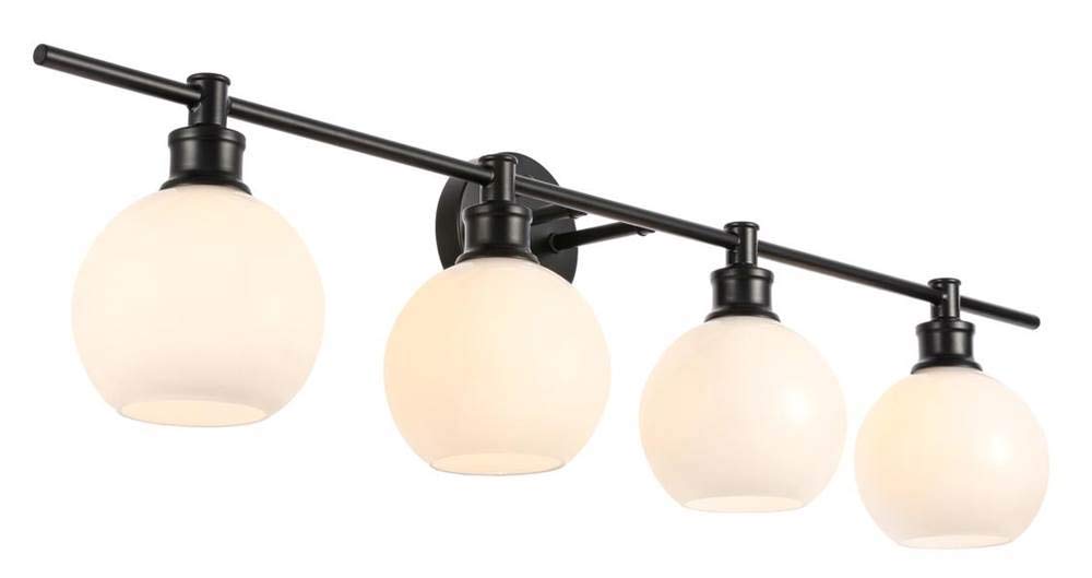 Living District Indoor Modern Home Decorative Bright Ceiling Collier 4 Light Black and Frosted White Glass Wall Sconce