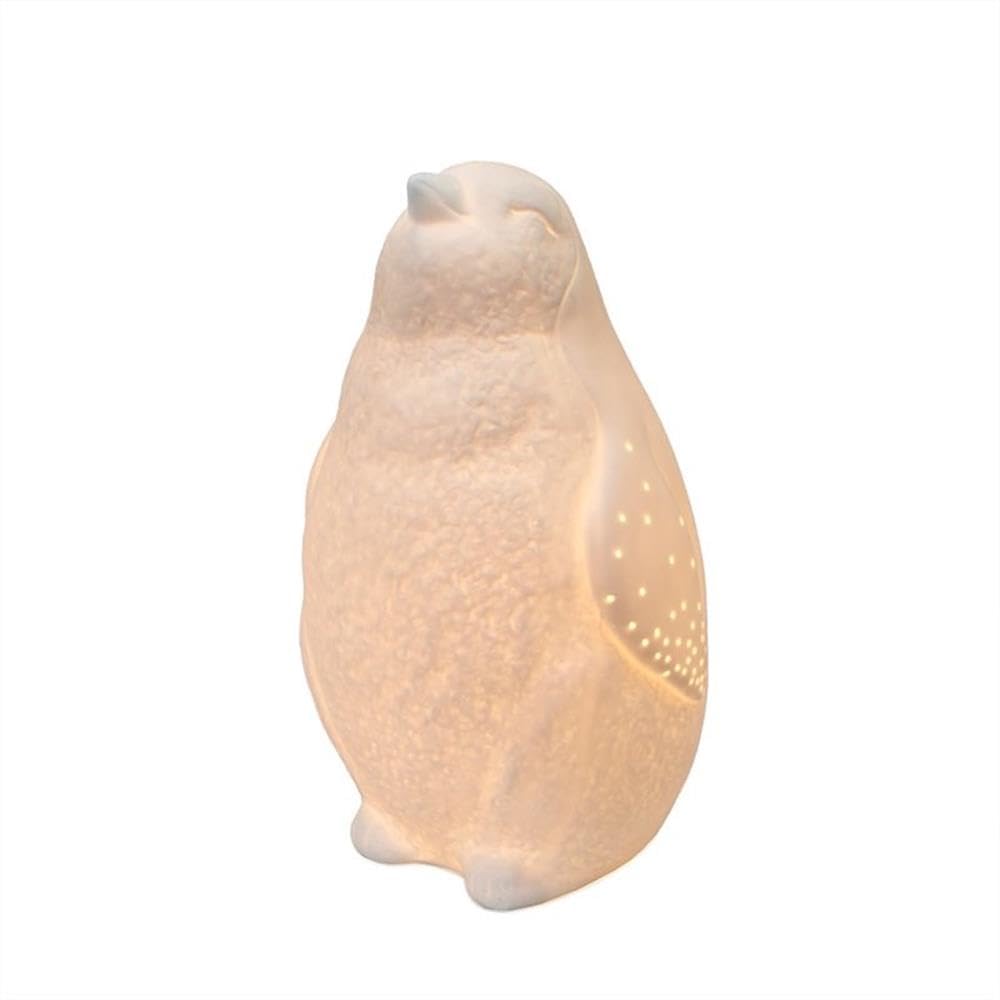 Simple Designs Home Lt3213-Wht White Porcelain Animal Shaped Table Lamp, Artic Penguin
