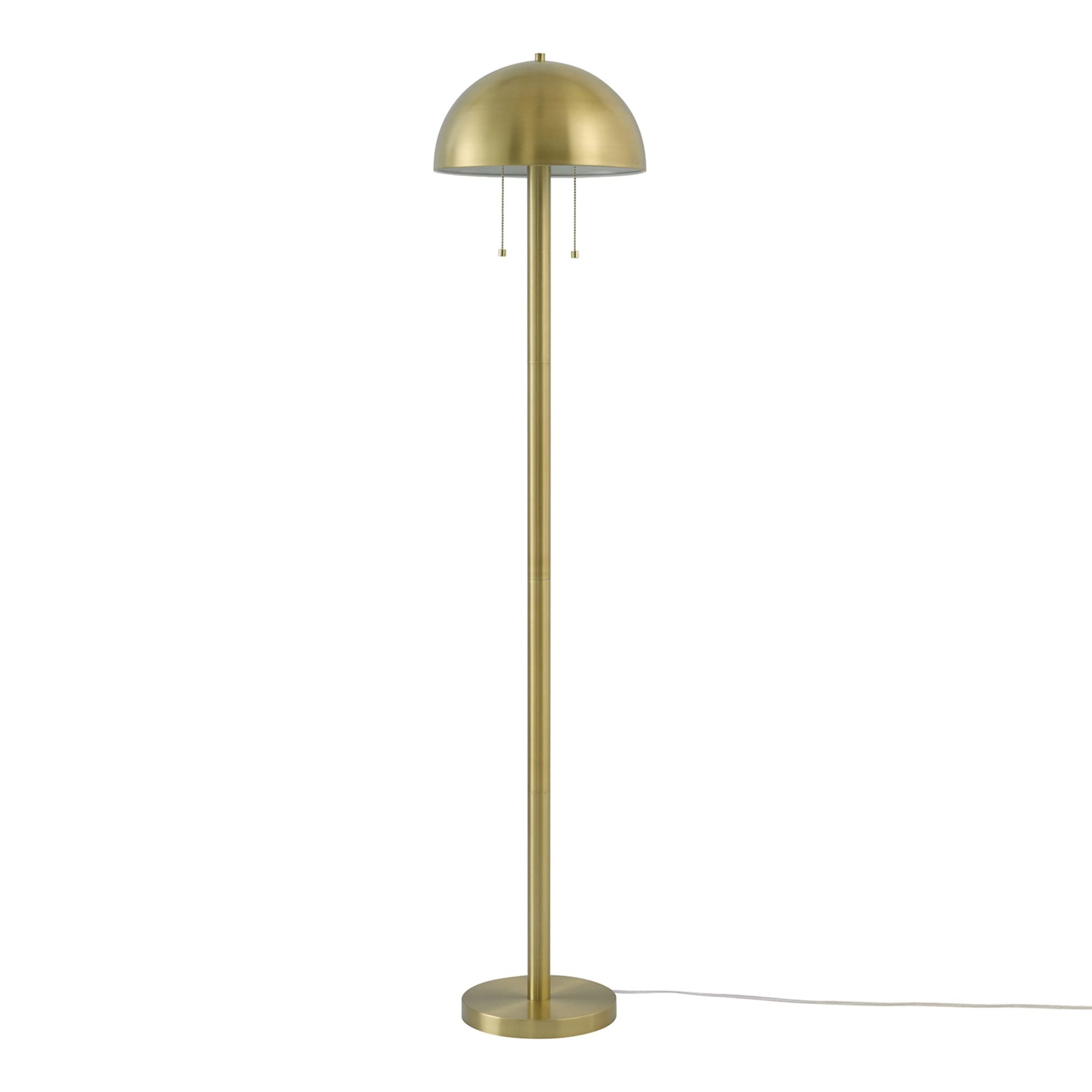 Globe Electric 65786 Haydel 60'' 2-Light Floor Lamp, Matte Brass, Double On/Off Pull Chain, Bulb Not Included