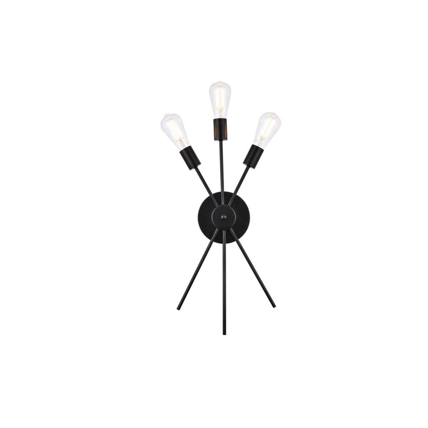 Living District Lucca 3-Light Mid-Century Metal Bath Sconce in Black