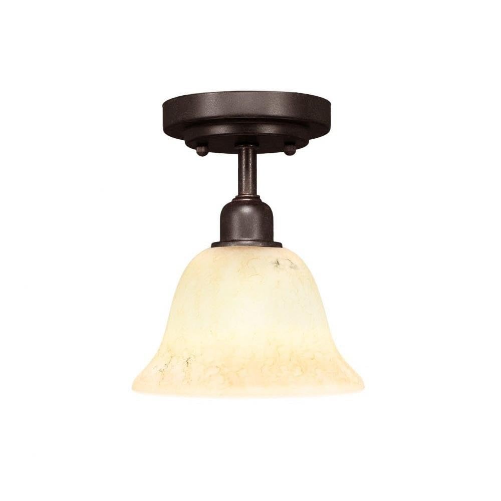 Toltec Lighting 280-Dg-508 Vintage 1 Bulb Semi-Flush With 7&quot; Italian Marble Glass, Dark Granite Finish