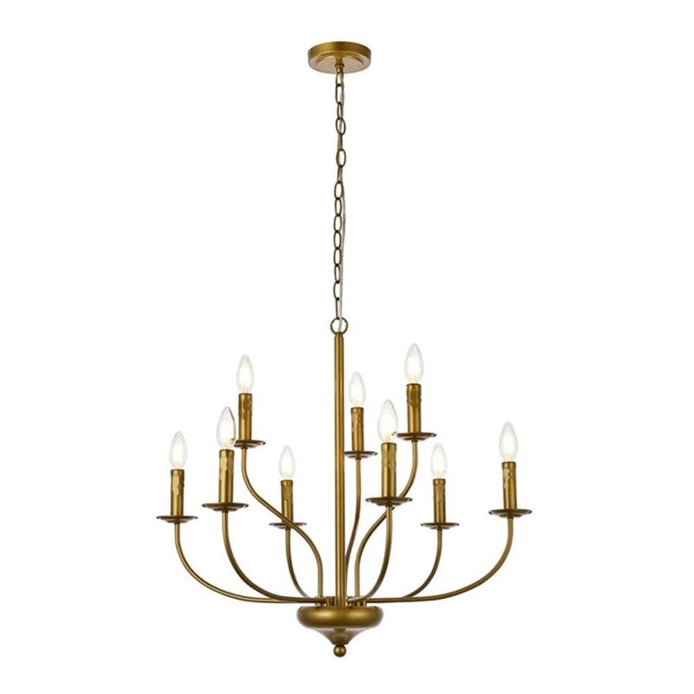 Elegant Lighting Living District Westley 9 Lights Pendant in Brass