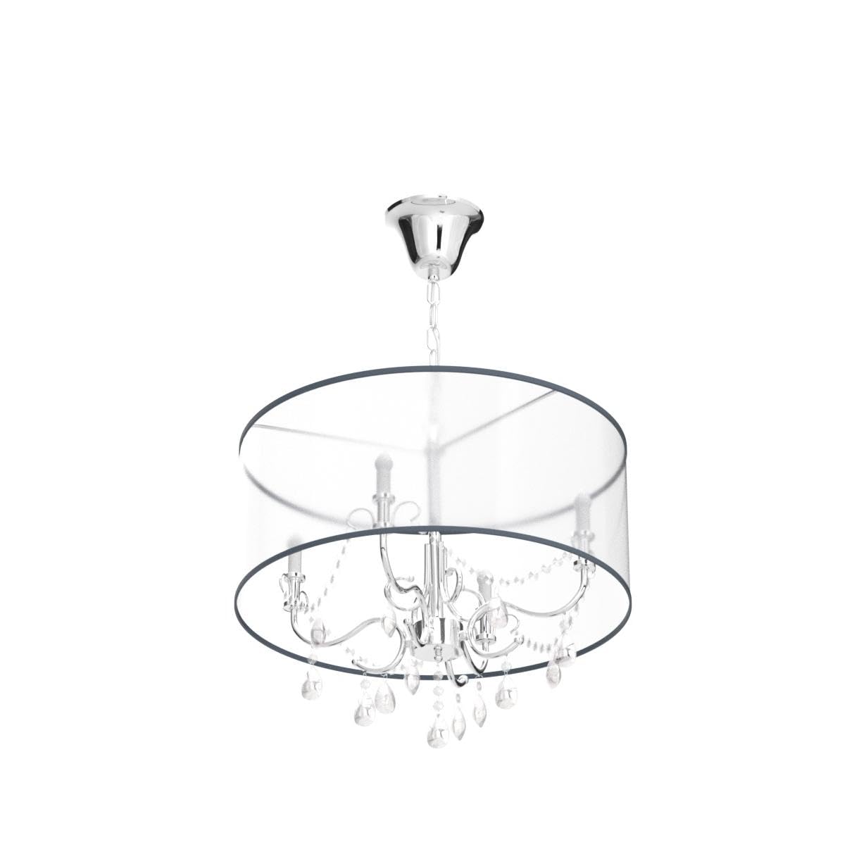 Bestier Crystal Pendant Drum Chandelier, 4-Light LED Ceiling Light, Chrome, Dia 19 in x H 18 in, Model d4eaac92-329b-4db9-ad