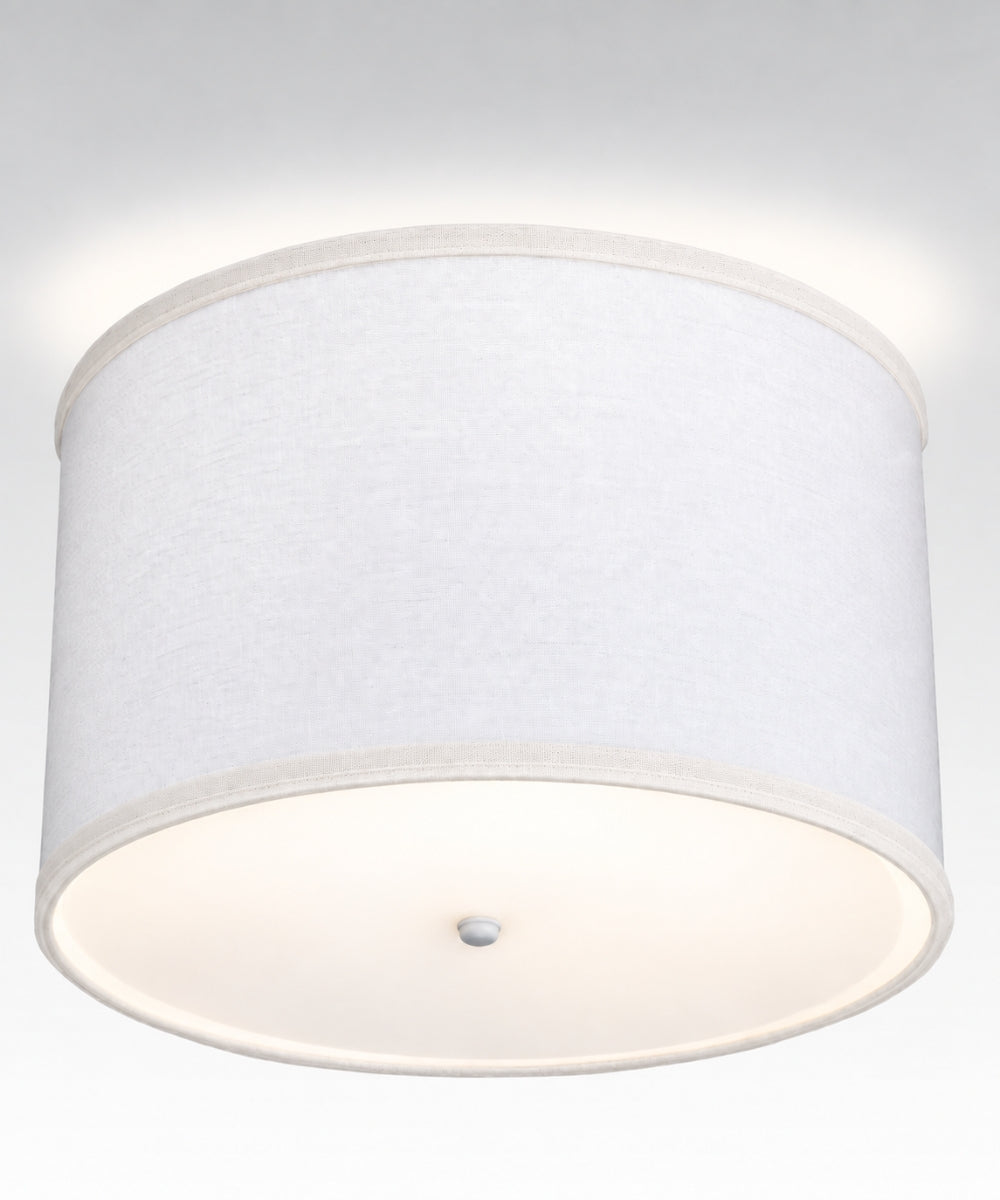14"W Moderne Flush Mount Conversion Kit  White Fabric Drum Lampshade