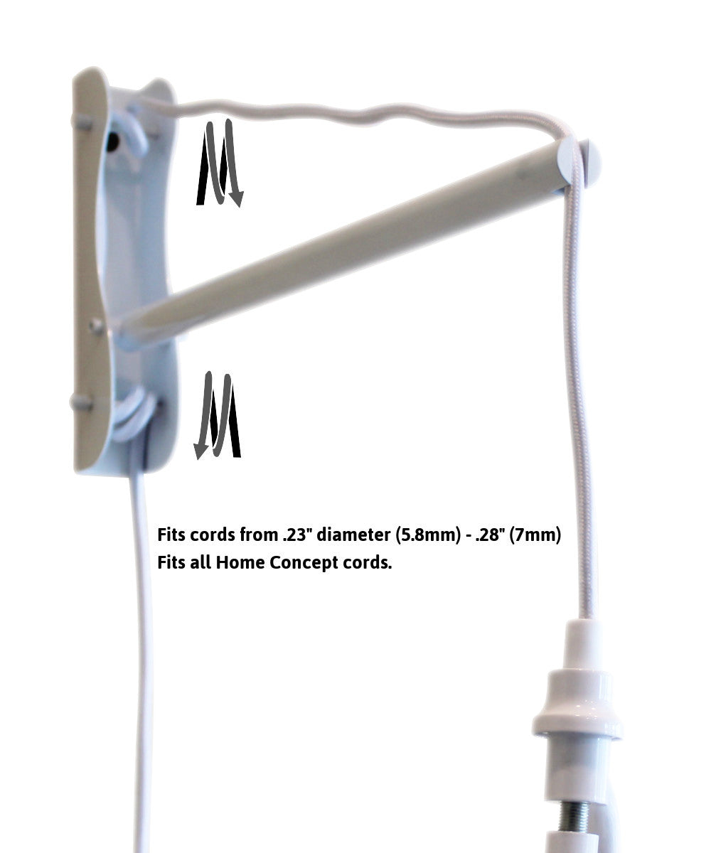 18"W MAST Plug-In Wall Mount Pendant 1 Light White Cord/Arm Textured Oatmeal Shade