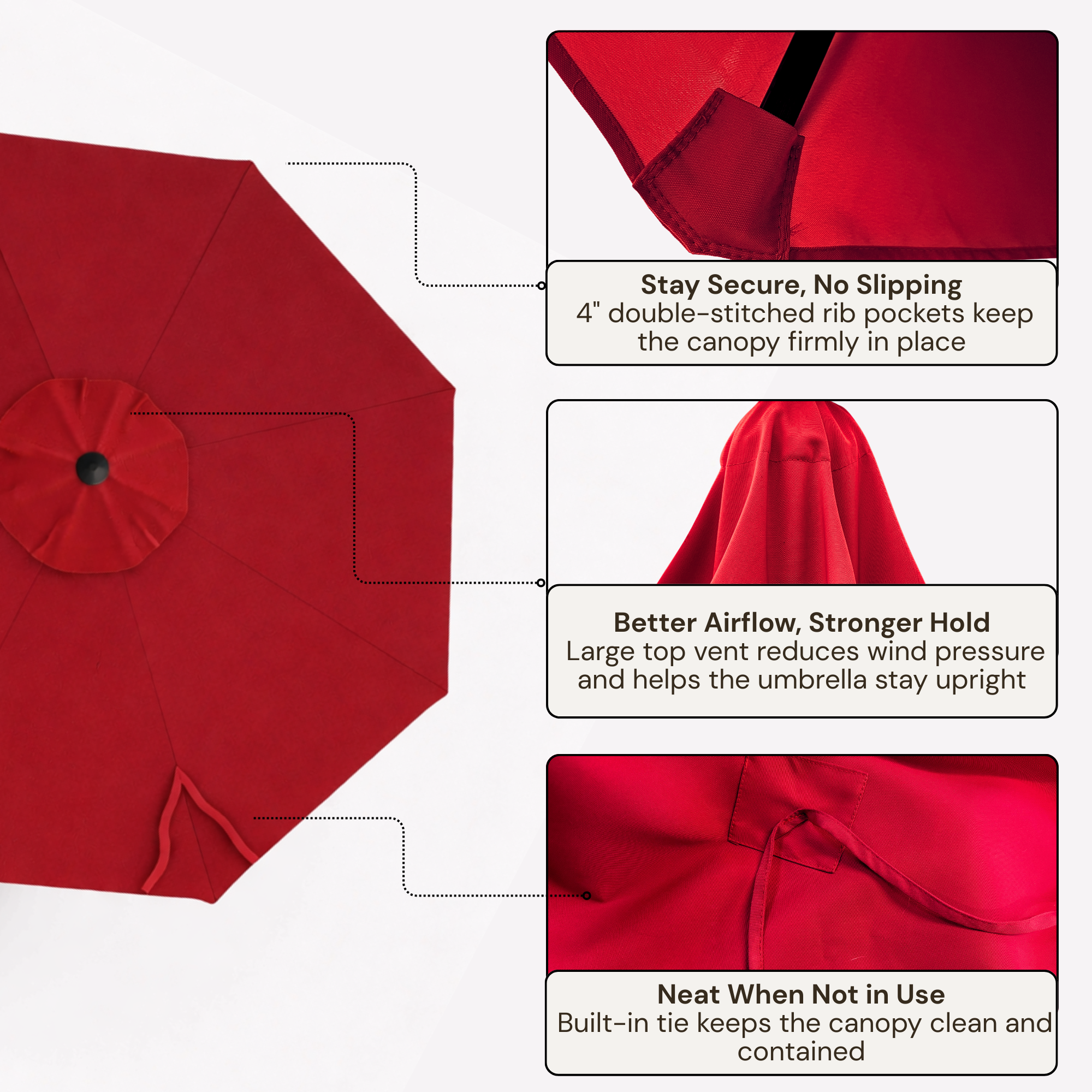 11ft Cantilever Hanging Umbrella 8 Rib Replacement Canopy Jockey Red