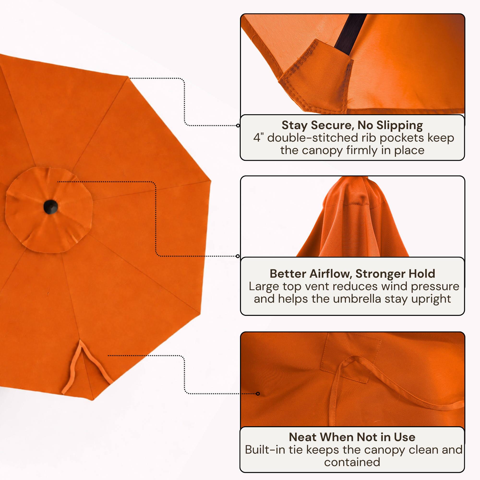 11ft Cantilever Hanging Umbrella 8 Rib Replacement Canopy Tuscan Orange
