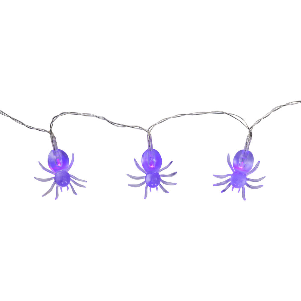 10 LED String Light Spider Battery Operated - White LED Purple Spider