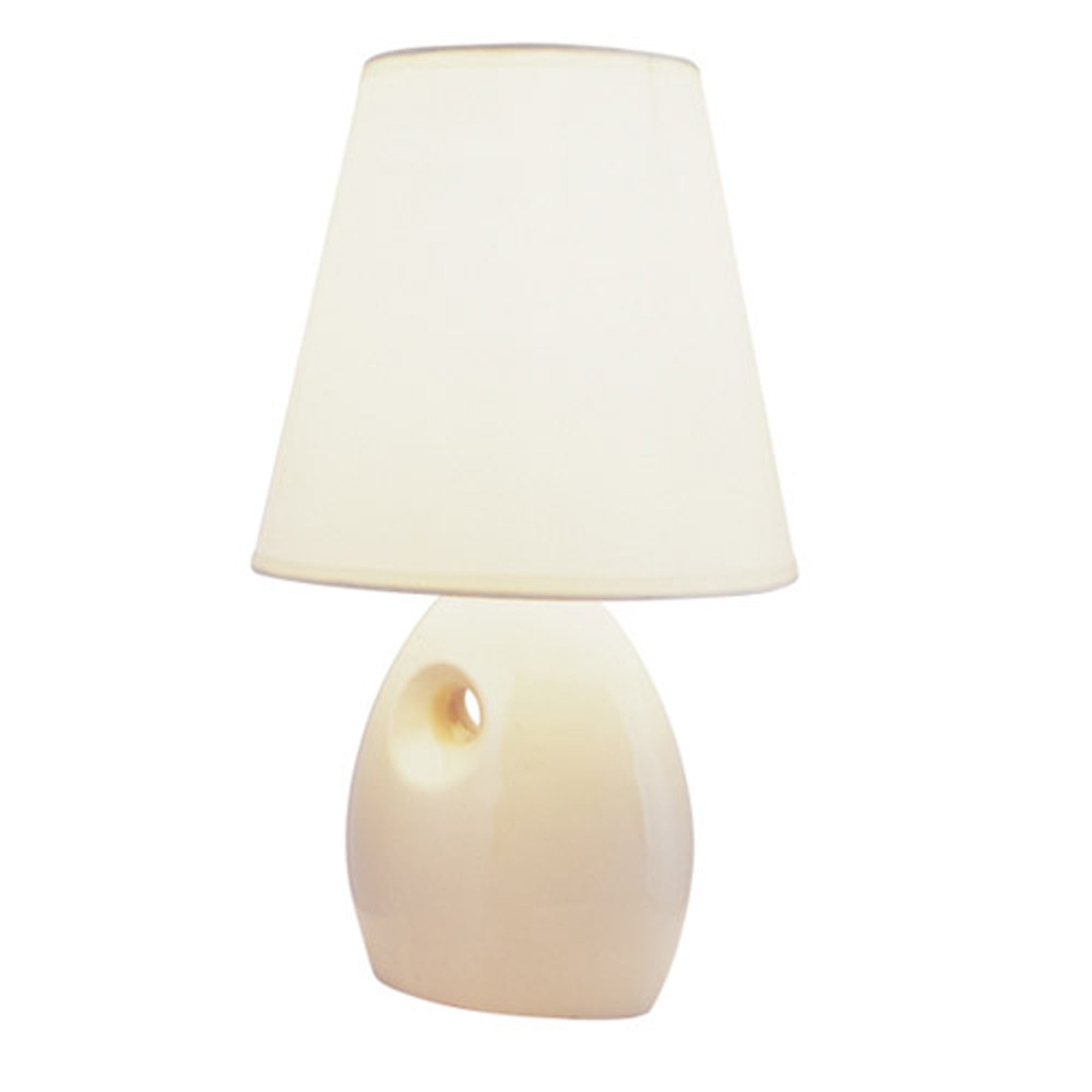 13'' Beige Ceramic Bedside Table Lamp With White Shade
