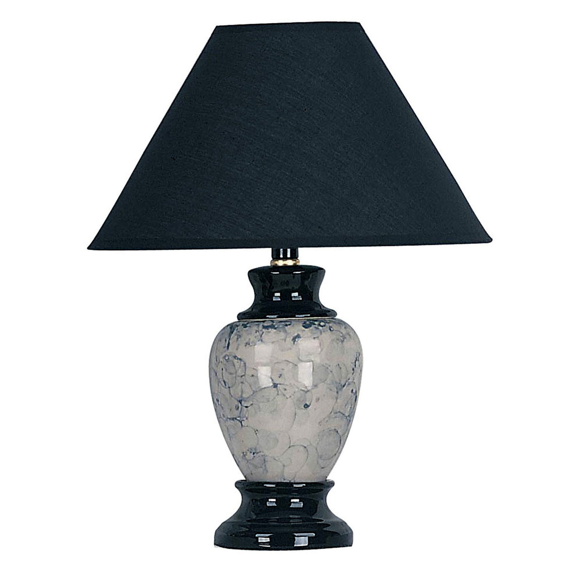 13'' Black Ceramic Bedside Table Lamp With Black Shade
