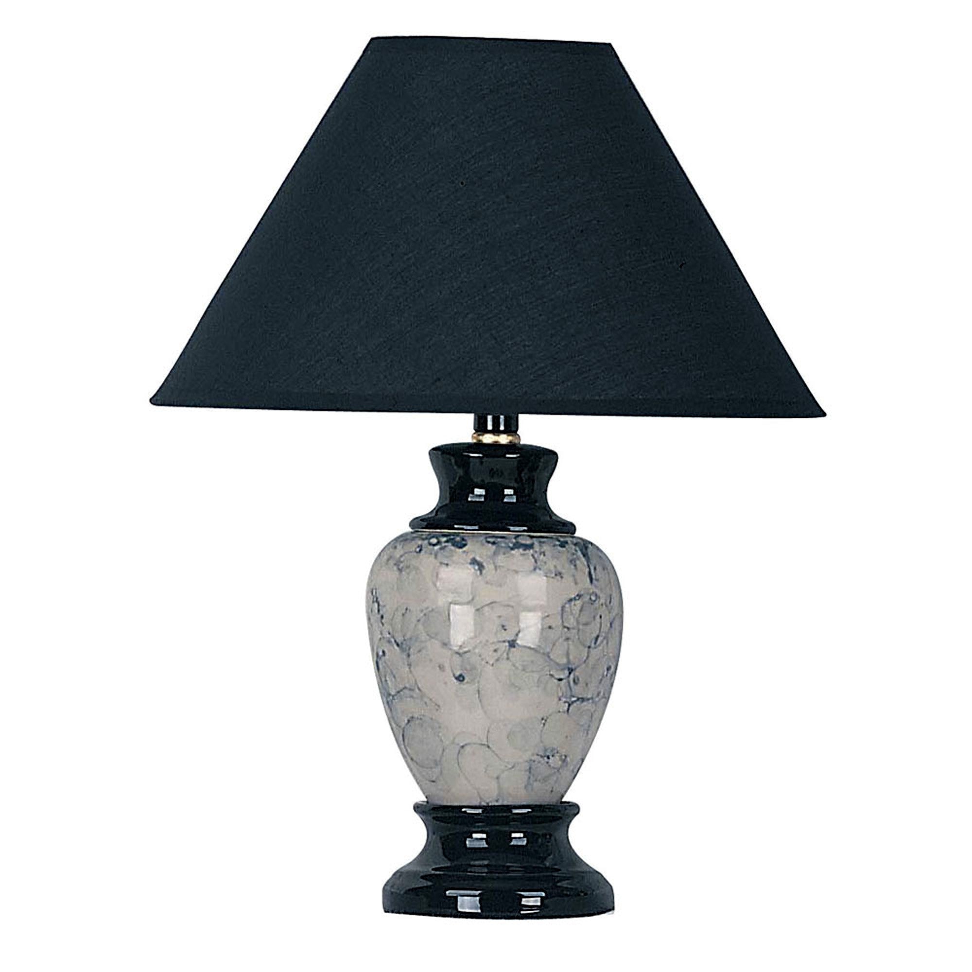 13'' Black Ceramic Bedside Table Lamp With Black Shade