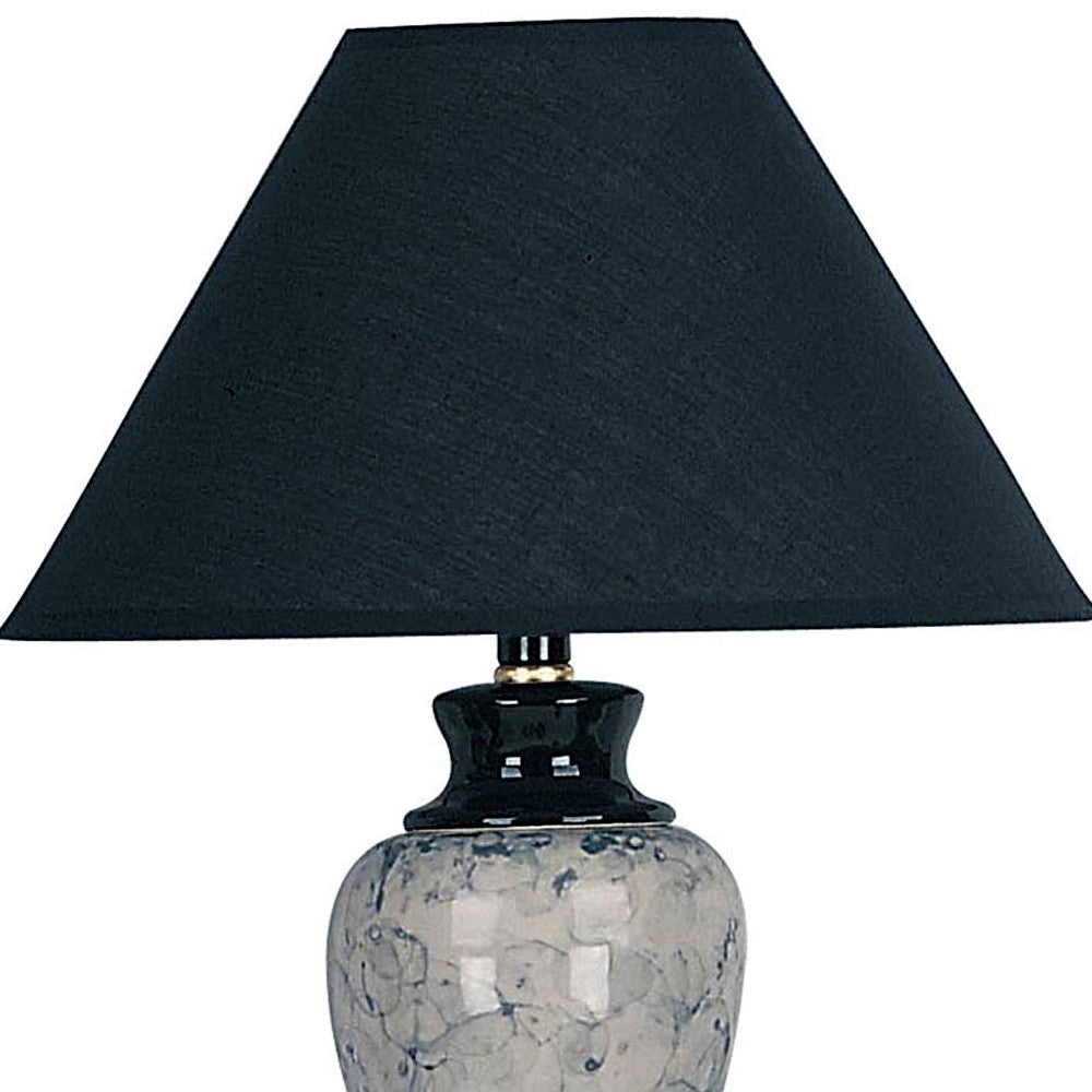 13'' Black Ceramic Bedside Table Lamp With Black Shade