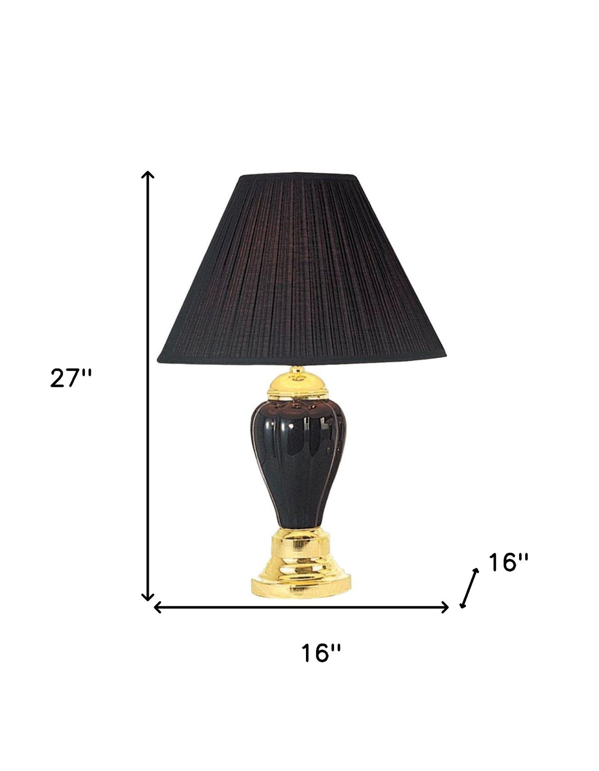 27'' Black Ceramic Bedside Table Lamp With Black Shade