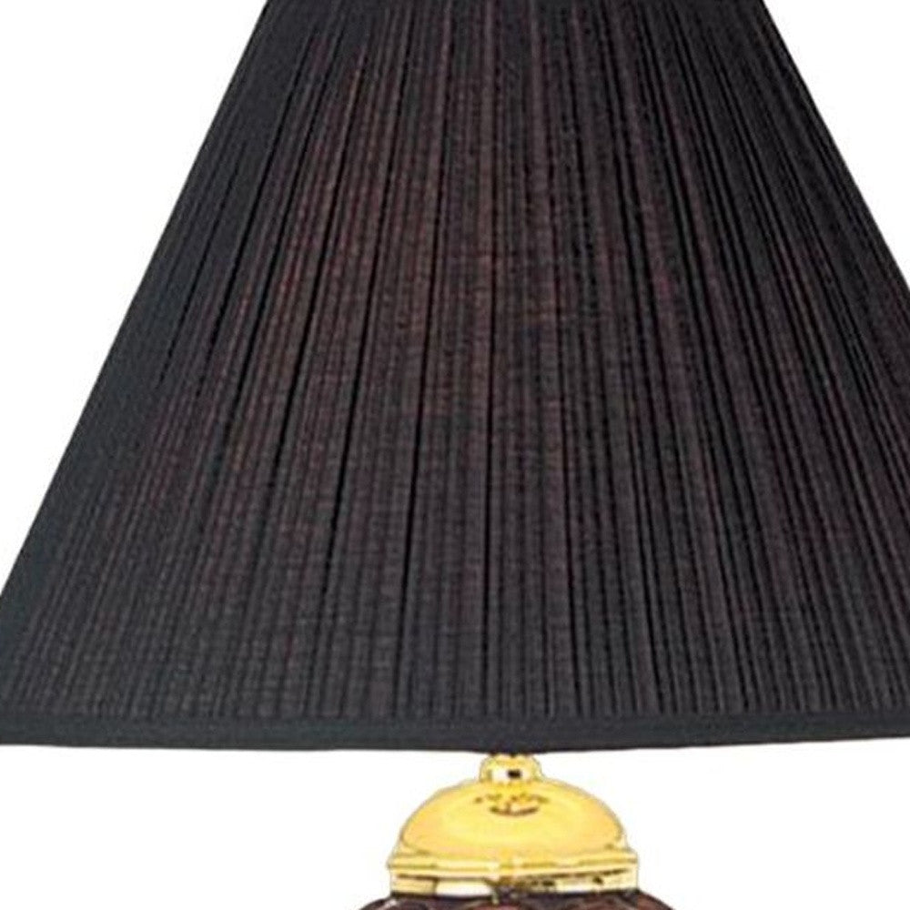27'' Black Ceramic Bedside Table Lamp With Black Shade
