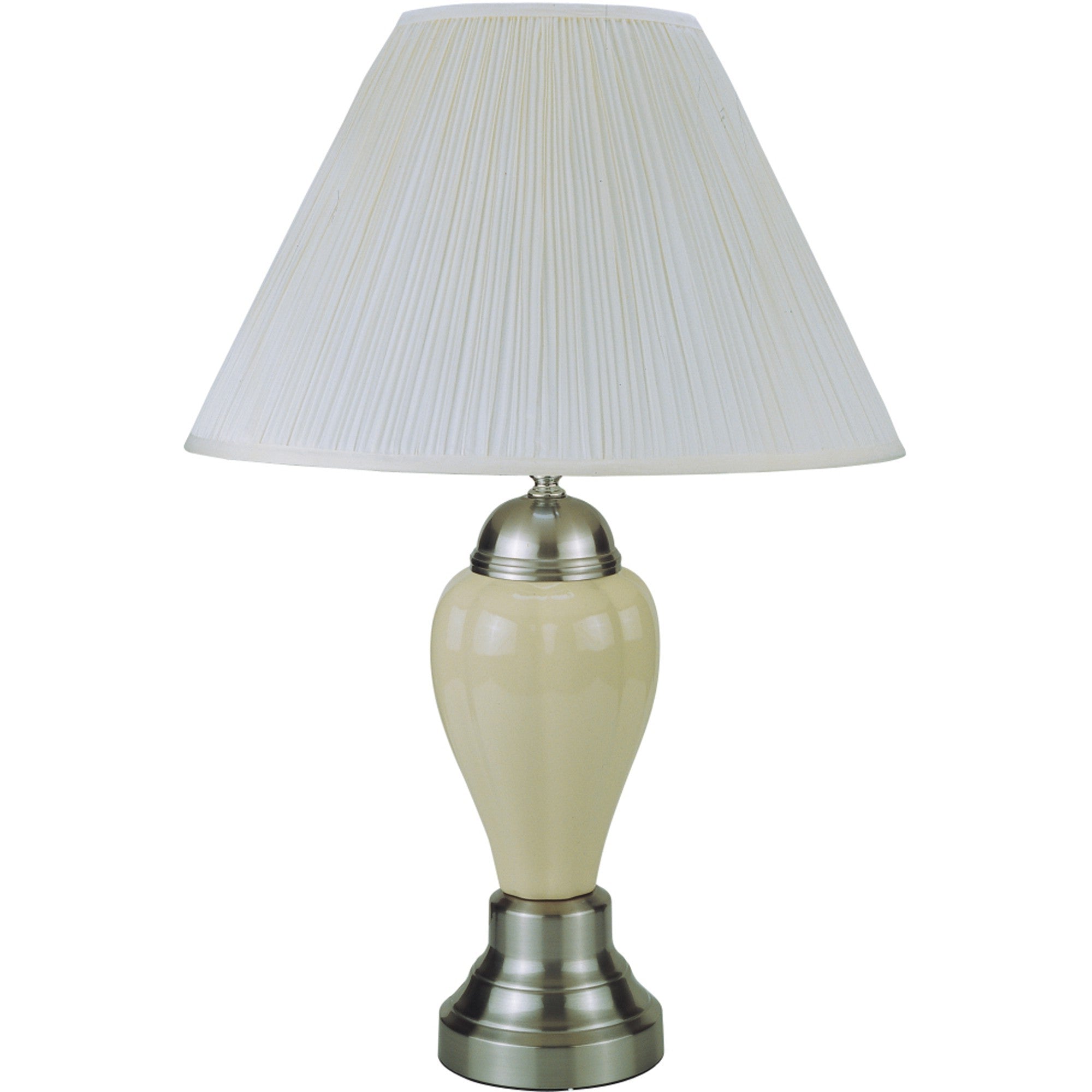 27&quot; Silver Ceramic Bedside Table Lamp With White Shade