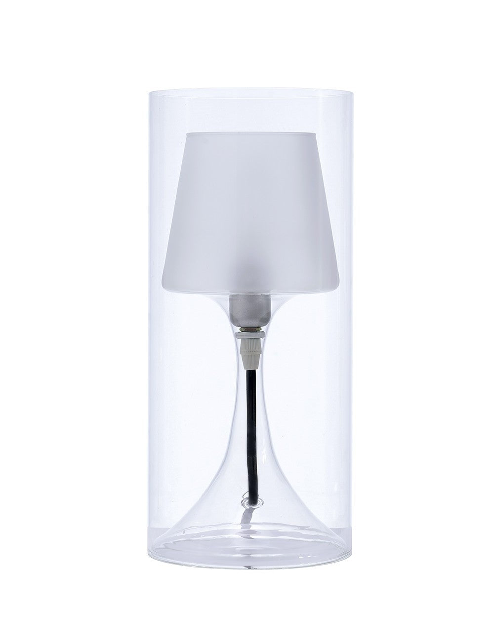 13'' Clear Metal Bedside Table Lamp With Clear Shade