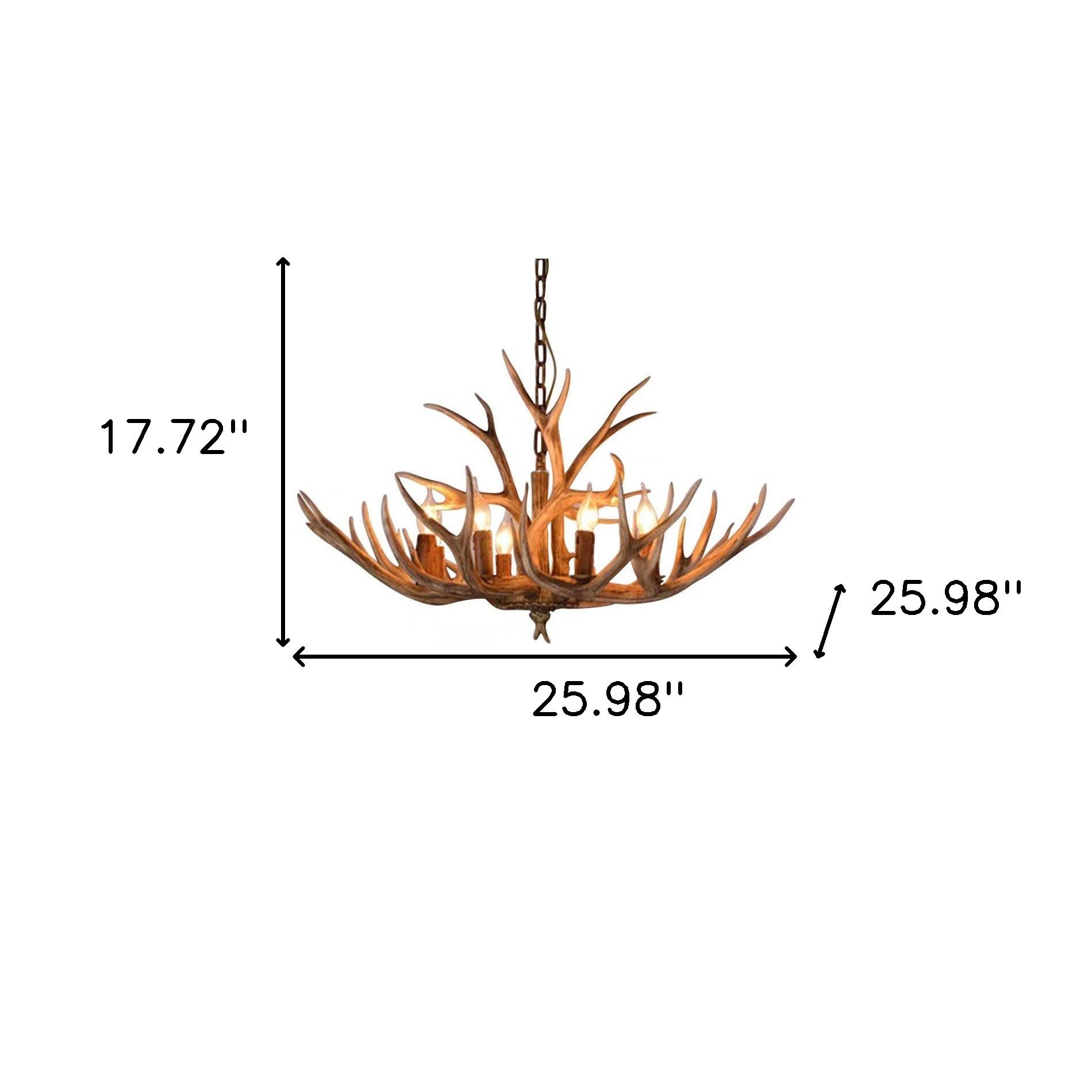 Brown Super Stag Faux Antlers Six Light Led Chandelier
