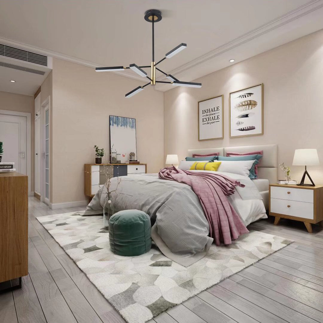 Asymmetric Black And Gold Six Light Ceiling Light