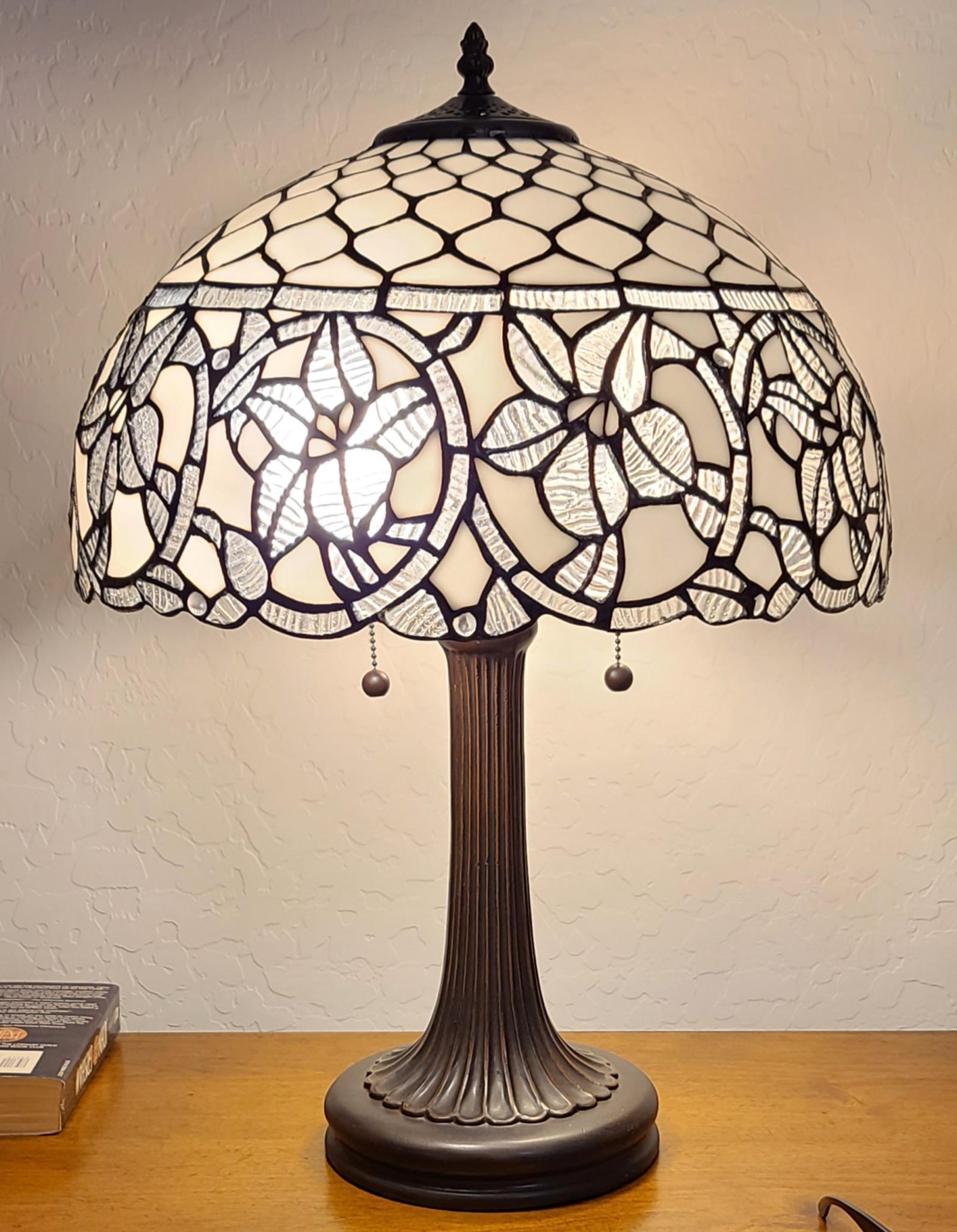 24 Stained Glass Two Light Flowery Accent Table Lamp