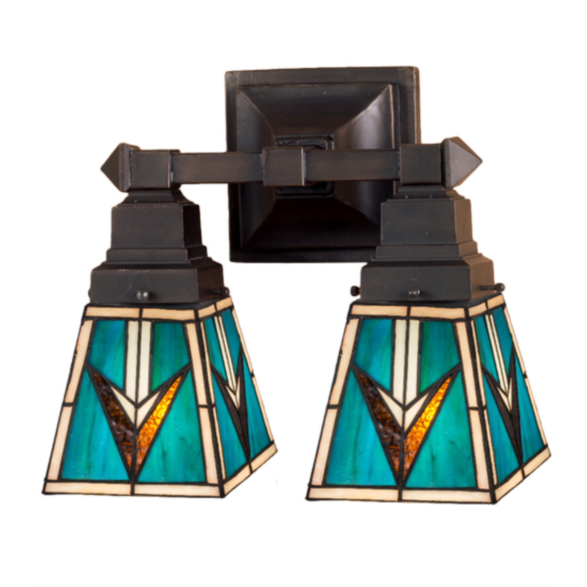 Meyda Tiffany 12in W Valencia Mission Wall Sconce, Amber Beige, Glass, Model 48182