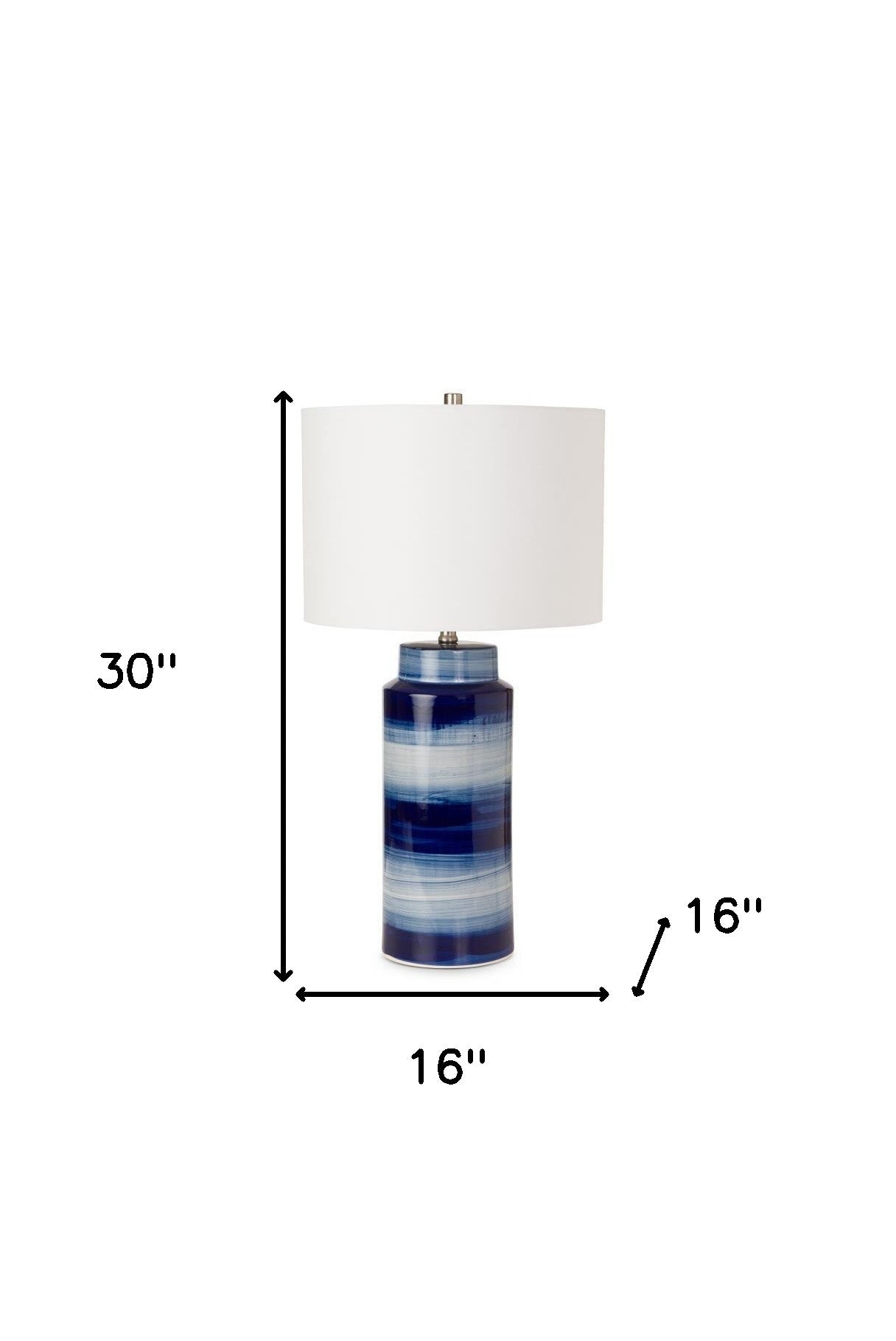 Set Of Two 30'' Blue And White Swirl Ceramic Table Lamps With White Shade