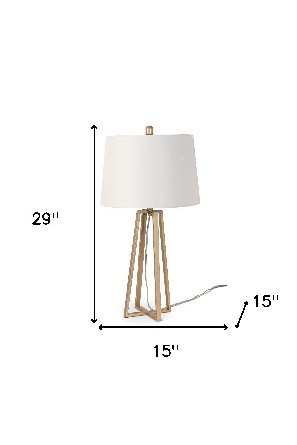 Set of Two 29'' Gold  Metal Open Geometric Table Lamps With Off White Shade