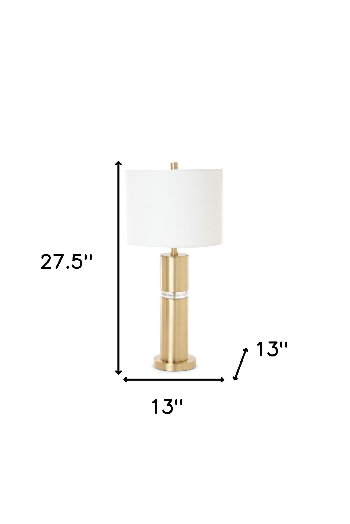 Set of Two 28'' Gold Metal Cylinder Table Lamps With White Shade
