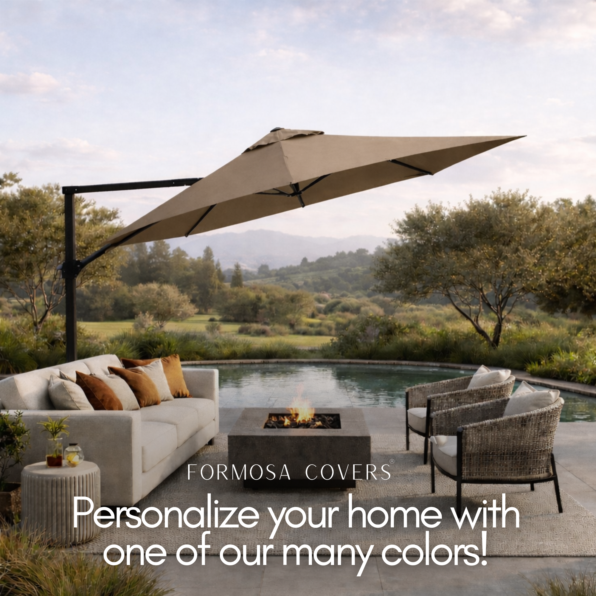 11 ft Cantilever Umbrella Replacement Canopy Supported Bar 8 Ribs Taupe