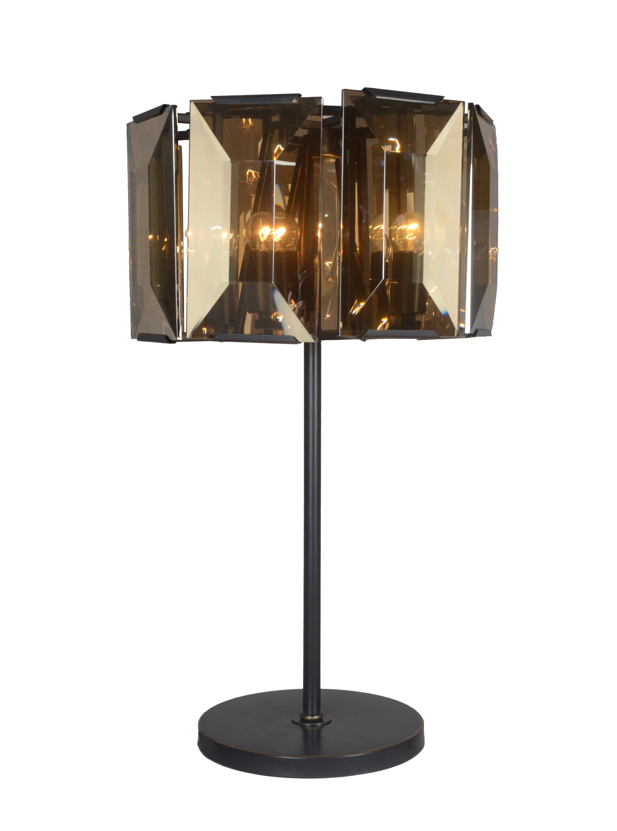 Homeroots 490801 30 In. Four Light Table Lamp With Amber Glass Shades Antique Bronze
