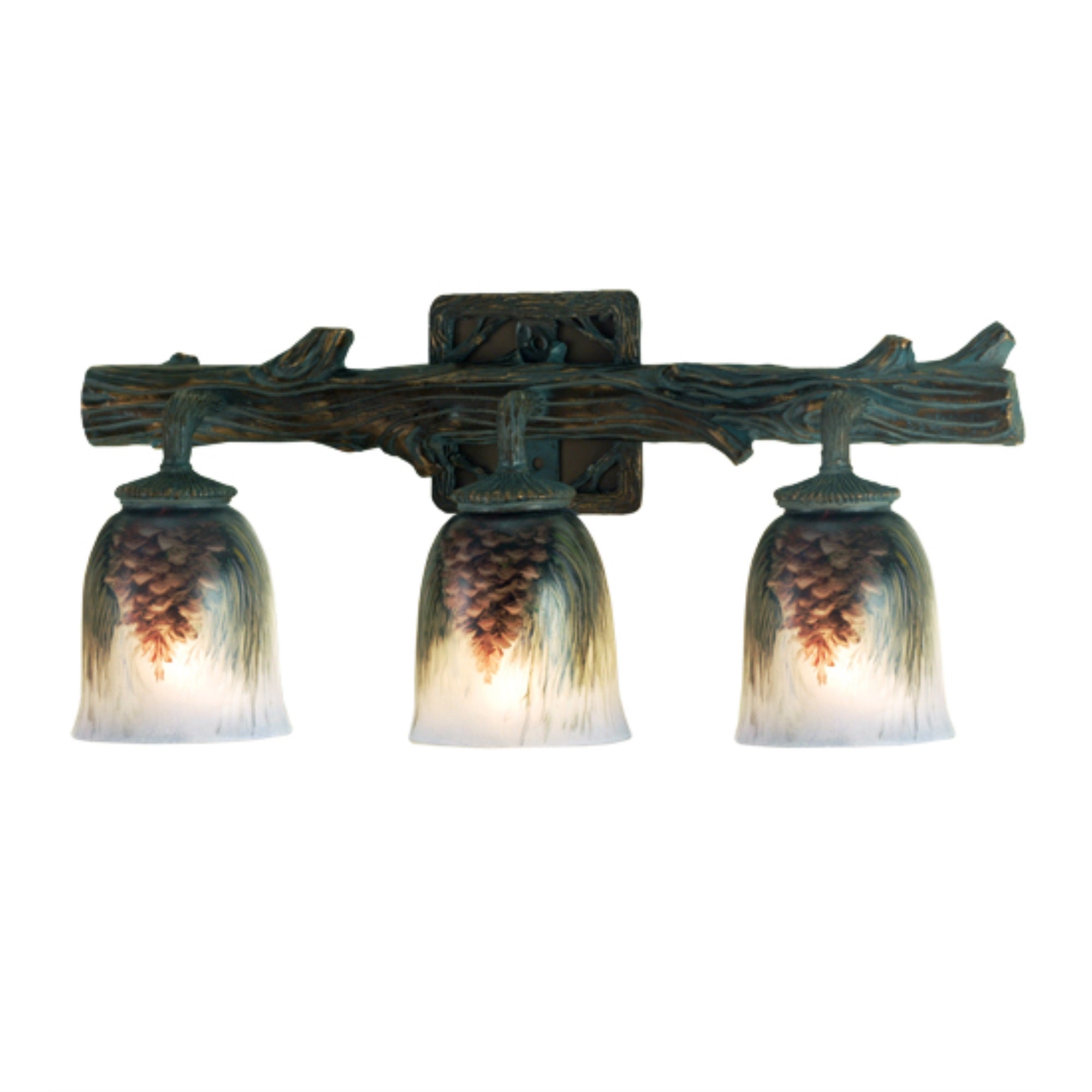 23 inch Wide Pinecone 3 Light Hand Painted Vanity Light