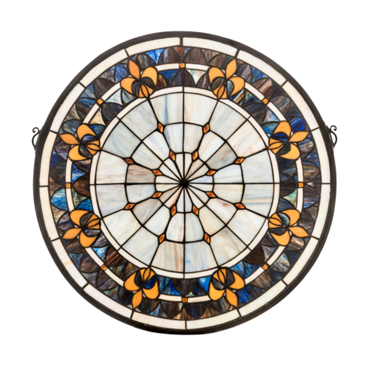 21''W X 21''H Fleur-de-lis Medallion Stained Glass Window