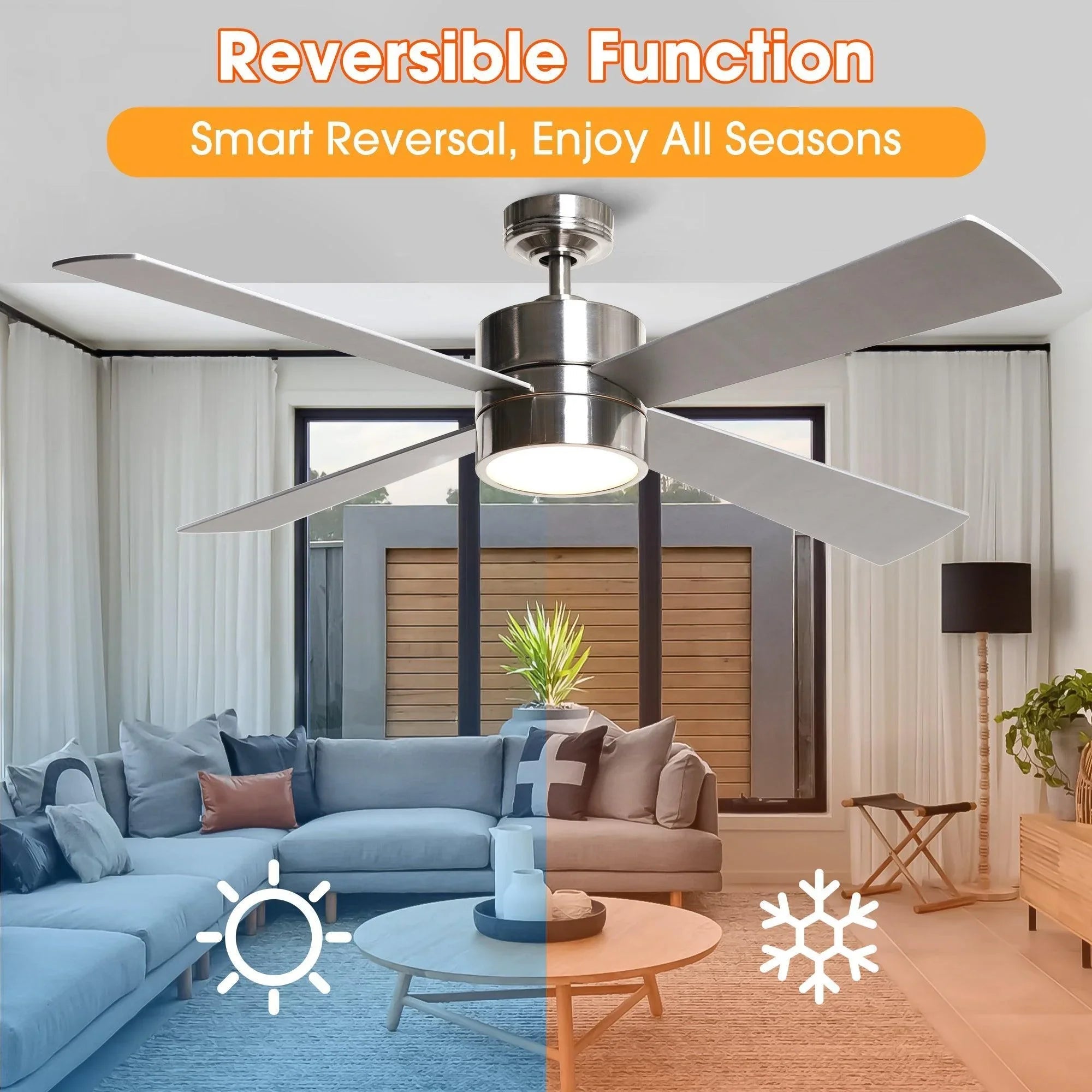 52" Bucholz Industrial Ceiling Fan with Dimmable LED Light