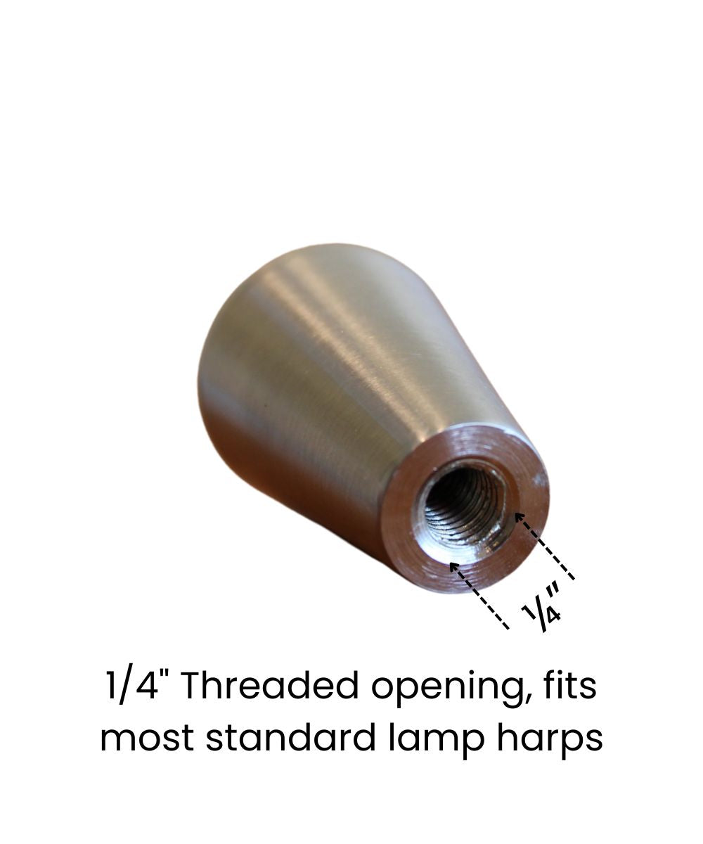 Tapered Cone Modern Lamp Finial Polished Nickel, 1.25"h