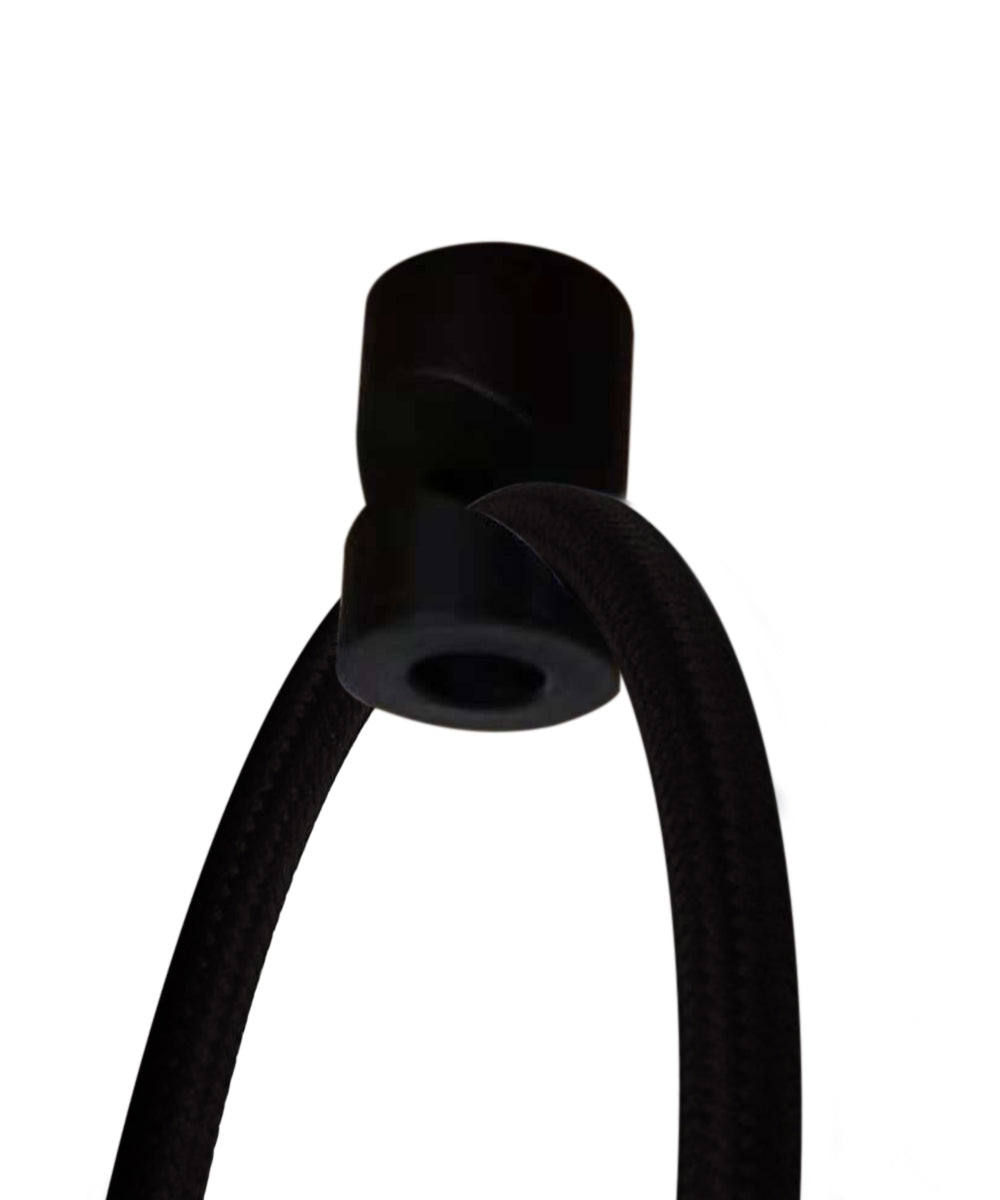 1 Light Swag Plug-In Pendant 16"w Light Oatmeal Linen Drum Shade, 17' Black Cord