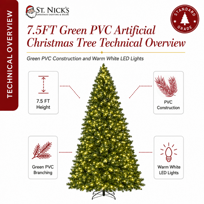 7.5 FT Green PVC Artificial Christmas Tree