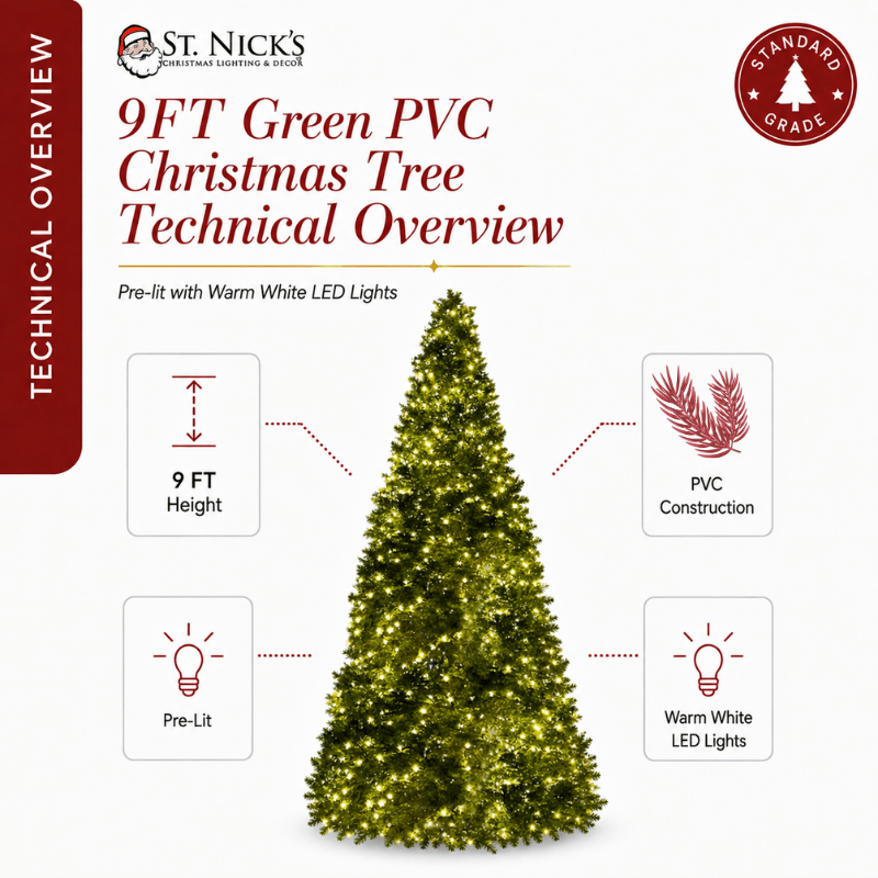 9FT PVC Artificial Christmas Tree Green