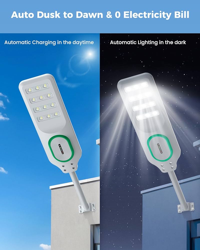 5000W Solar Street Lights Outdoor Waterproof 150000 Lumen Bright Heavy Duty Dusk to Dawn Parking Lot Lights, Large LED