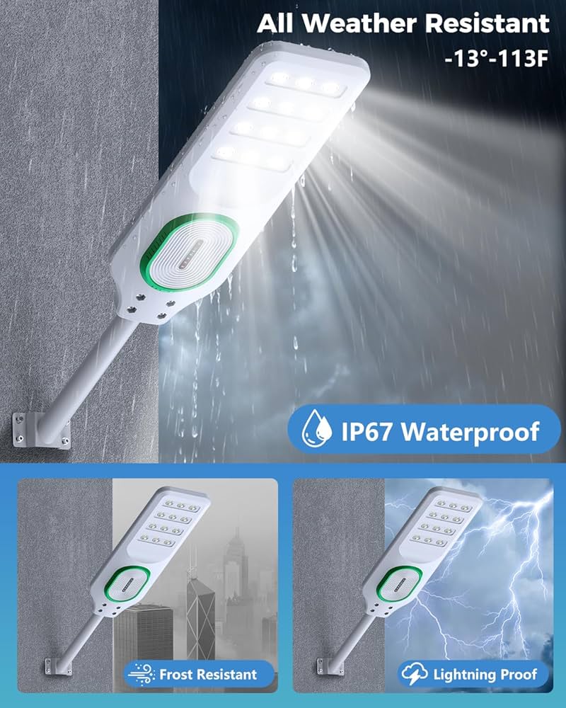 5000W Solar Street Lights Outdoor Waterproof 150000 Lumen Bright Heavy Duty Dusk to Dawn Parking Lot Lights, Large LED