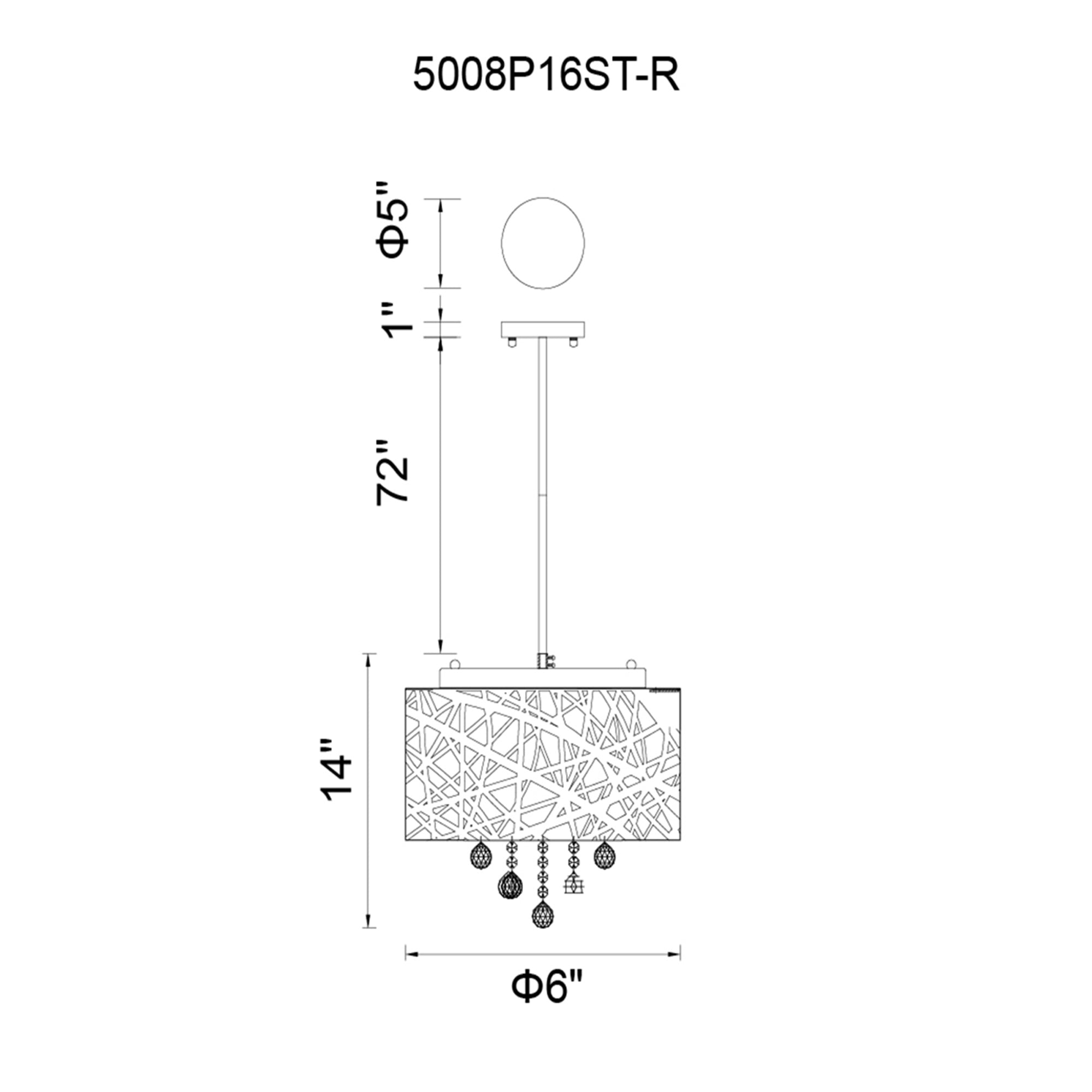 6 Light Drum Shade Chandelier with Chrome finish