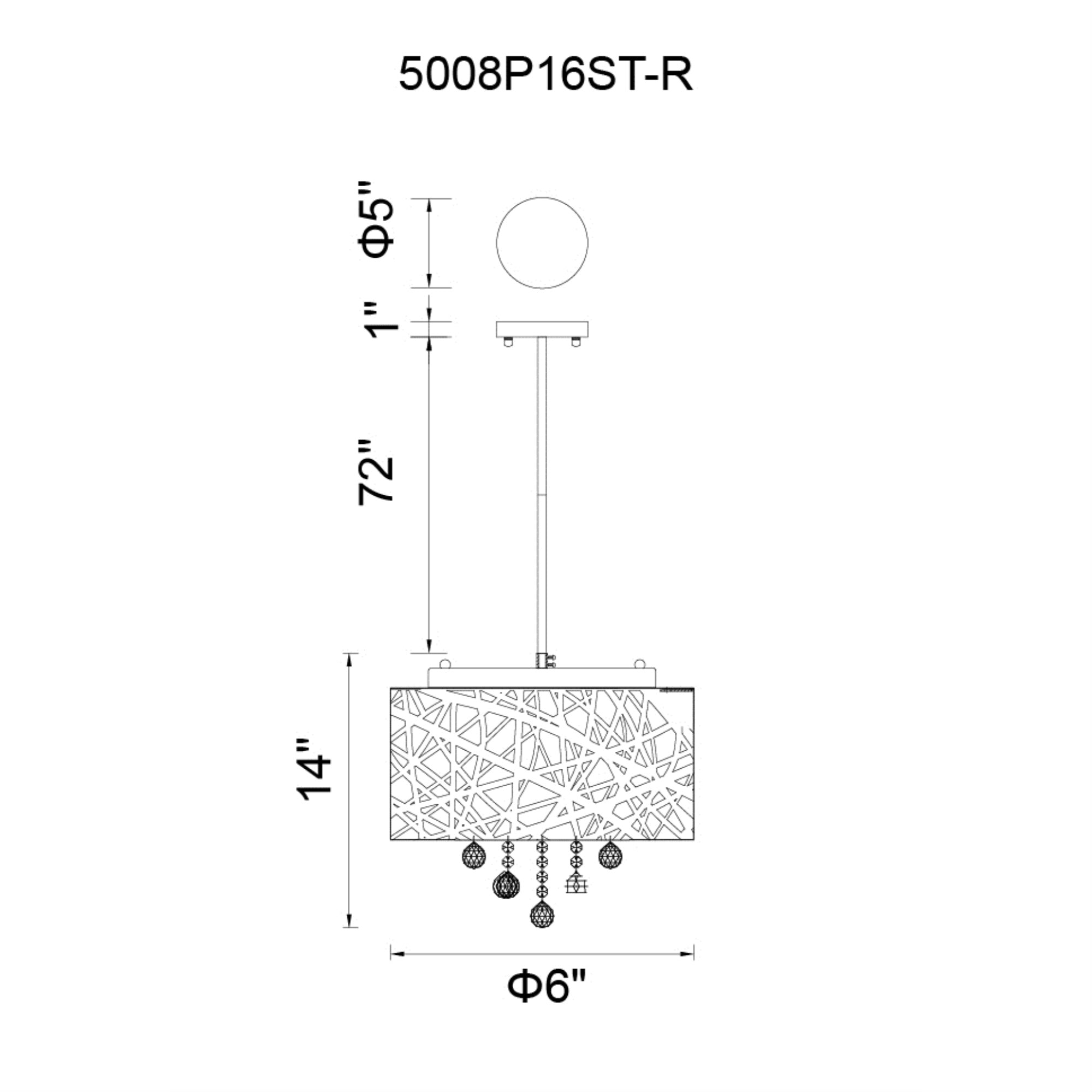 6 Light Drum Shade Chandelier with Chrome finish