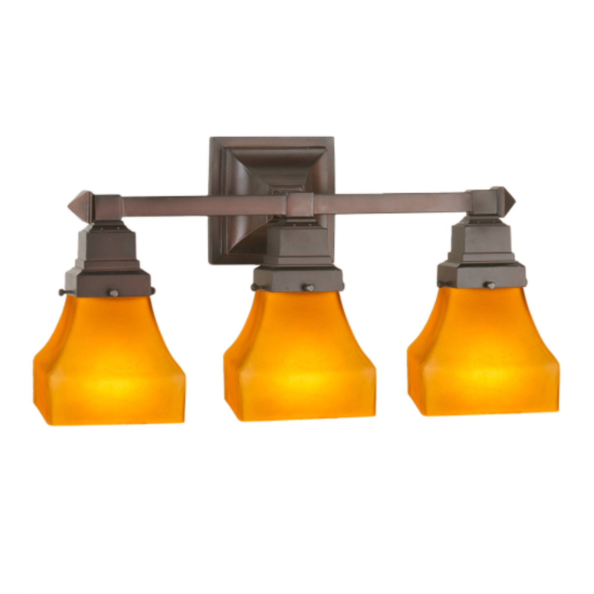 20 inchW Bungalow Frosted Amber 3 LT Vanity Light