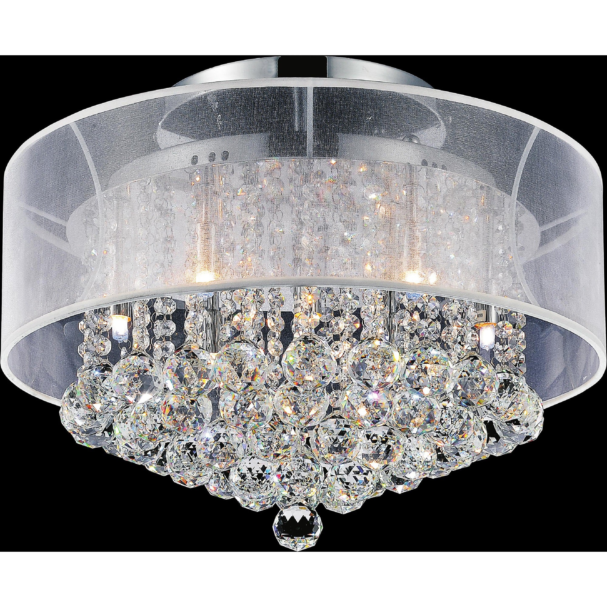 9 Light Drum Shade Flush Mount with Chrome finish